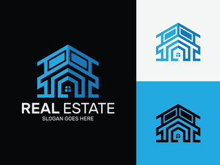 Modern Real Estate Logo Design, Real Estate Logo Design, Unique Real Estate Logo Design on White and Black Background. Flat Vector Logo Design Template Element for Construction Architecture