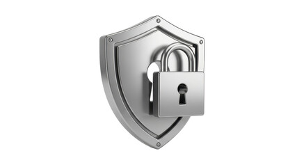 3d shield lock icon silver isolated on white background
