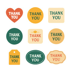 Obraz premium Vector Thankyou Label Set Of Minimal Illustration Stickers And Badges For Social Media Posts And Online Shops