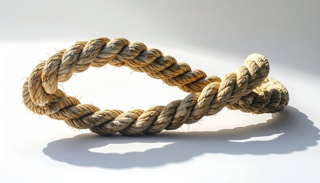 A braided rope loop with shadow on a white background - Powered by Adobe