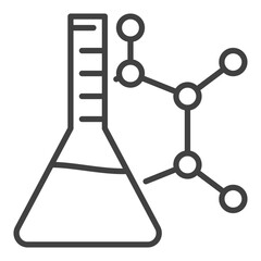 Flask with Chemical Formula vector Science icon or sign in thin line style