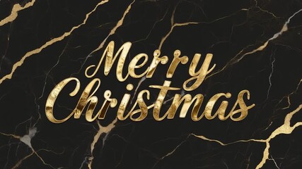 Elegant gold lettering on a black marble background, wishing a Merry Christmas. - Powered by Adobe