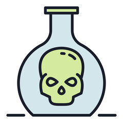 Flask with Skull vector Education colored icon or logo element