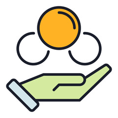 Hand with Chemical molecular formula vector Chemistry colored icon or design element