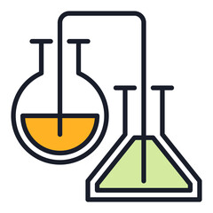Pair of Flask vector Chemical colored icon or sign
