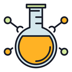 Round Flask and molecular formula vector Education colored icon or logo element