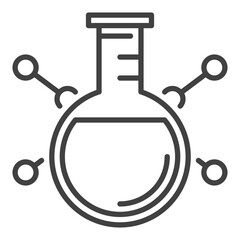 Round Flask and molecular formula vector Education linear icon or symbol