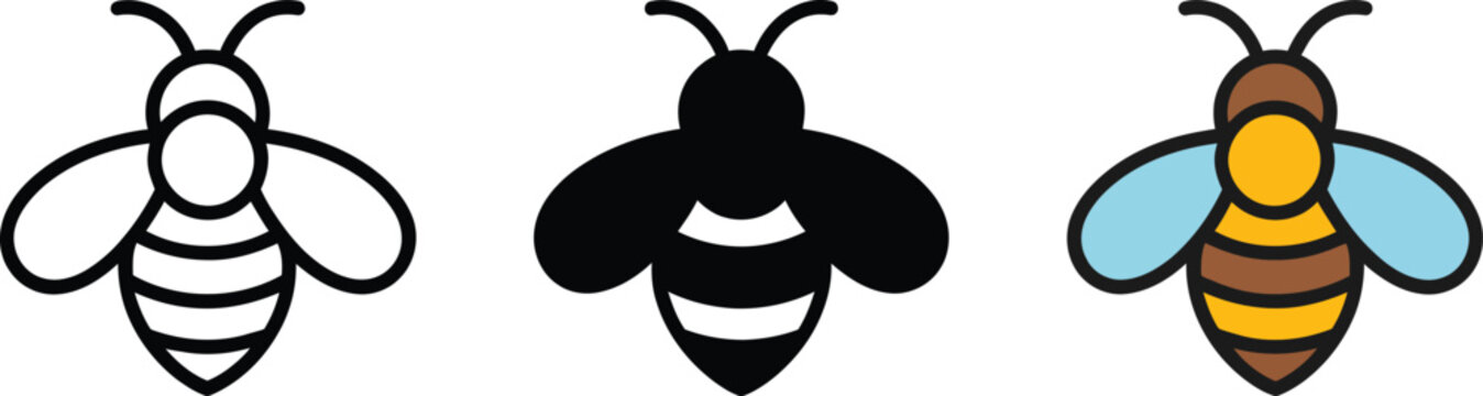 Stylized line art graphic of small flying insect featuring antenna body wings and stripes vector symbol illustration