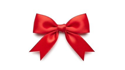 Elegant Red Ribbon Bow Isolated on White Background.