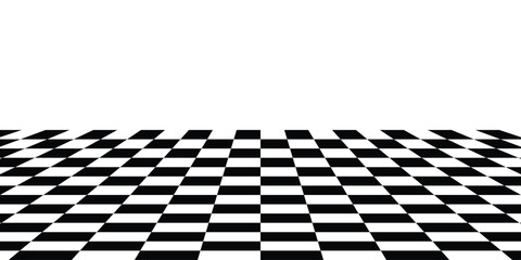 Perspective View of Black and White Checkerboard Floor Background Pattern