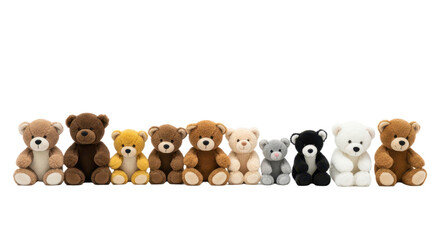 Collection of adorable plush teddy bears in various colors for kids and gift ideas