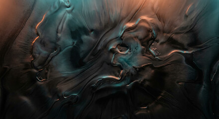 Stunning abstract background texture with dynamic teal and copper swirling patterns