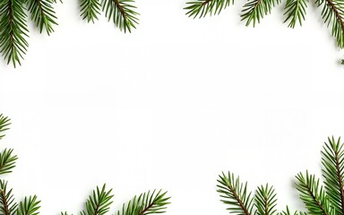 Green spruce branches with spruce cones in seamless pattern in realistic style as a symbol of new year,Christmas,holidays with fir branch.For decorating your cards,envelopes on white background