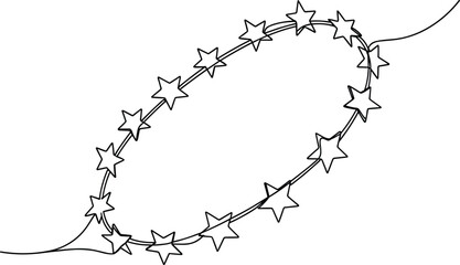 One Line Celestial Stars in Circular Path.