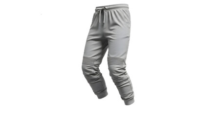 Modern light gray jogger pants with drawstring and detailed stitching