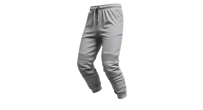 Modern light gray jogger pants with drawstring and detailed stitching