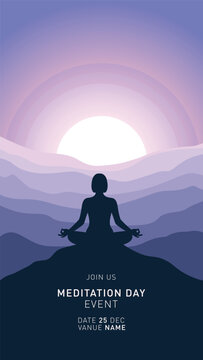 Peaceful Meditation Day Poster Premium Design vector free