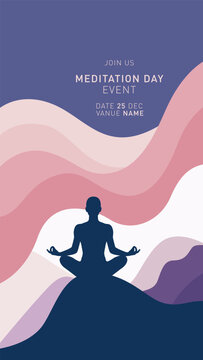 Peaceful Meditation Day Poster Premium Design vector free