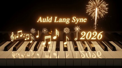 Auld Lang Syne 2026 New Years Celebration with Piano and Fireworks.