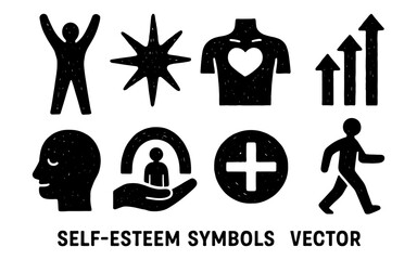 Self-esteem icons: empowerment and growth in a modern silhouette design