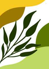 Contemporary Vertical Botanical Poster with Wavy Abstract Shapes