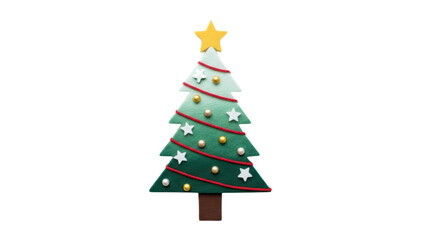 Obraz premium Festive christmas tree design with star and decorations for holiday cards