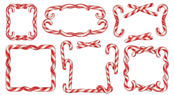 Festive candy cane frames for holiday crafts and designs