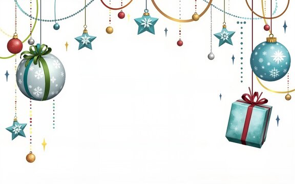 Gifts presents Watercolor Blue White Green Red New Year Christmas Ornament Stickers Illustration Background Set DIY Craft Jingle Bells Holidays Thanksgiving Winter card template celebration 2025 2026