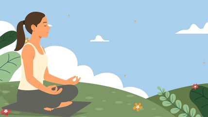 Woman Meditating Outdoors While Enjoying Nature