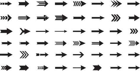 Set of diverse arrow icons simple flat vector design elements isolated on white background for web and mobile app interfaces