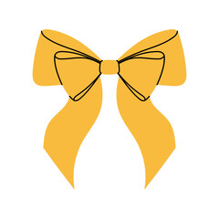 Yellow decorative ribbon bow for gift wrapping, festive crafts, fashion accessories and cute celebration designs