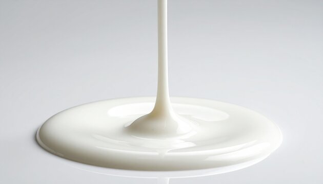 Creamy white liquid flowing down أ&cent;&acirc;&sbquo;&not;&acirc;&euro;&oelig; a visual element of milk dripping on a smooth surface