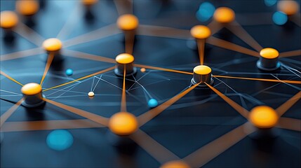 An abstract illustration of a network of connected nodes with a glowing effect, symbolizing data connections and communication.