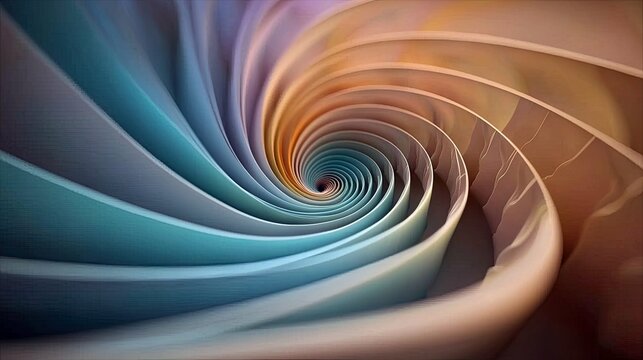 An abstract image featuring a spiral of colorful ribbons, creating a sense of depth and movement. The perspective draws the eye inward, with a focus on artistic - Powered by Adobe