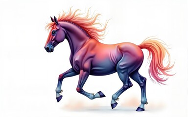 a beautiful, graceful horse. the symbol of the new year 2026. winter holidays. watercolor drawing.  artificial intelligence generator, AI, neural network image. background for the design