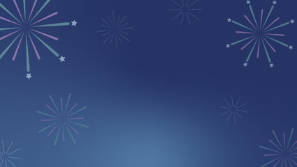 Firework Banner on Dark blue background. New Year celebration wallpaper.