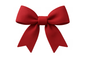 Red gift bow ribbon for christmas, valentine's day, holidays, and celebration decoration on transparent background