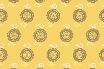 Fototapeta premium Oversized paisleys blended with soft vines and floral outlines in an earthy, expressive flow ideal for luxury textiles, wallpaper, packaging, cultural projects.