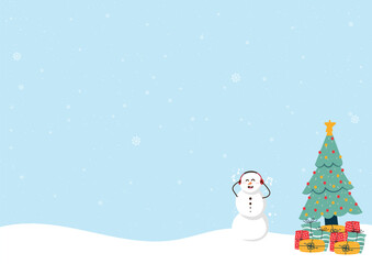 abstract christmas tree and snowman background vector design