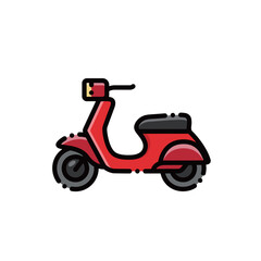 Obraz premium A cute red scooter with retro headlight & black seat. Perfect for transport or daily life designs. Editable & scalable.