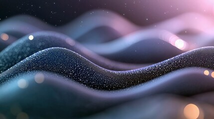 An abstract image of textured waves with glitter and bokeh effects in a dark, dreamy setting.