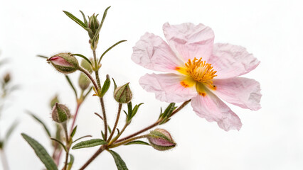 Rockrose flower botany white background