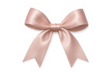 Delicate pink satin bow for gift wrapping and decoration, creating an elegant knot on a transparent background
