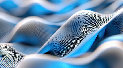 Close-up of a textured, abstract surface with a wavy pattern and a dotted texture, in shades of blue and white. The image has a soft focus and a sense of depth.