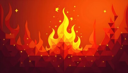Fiery Abstract Composition Of Hot Gradients And Dynamic Shapes