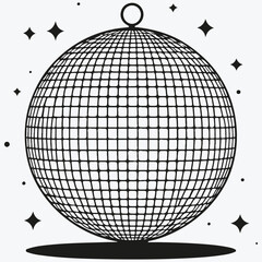 shining disco ball sketch illustration vector
