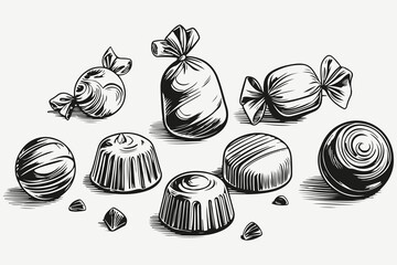 chocolate candies sketch illustration vector