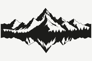 engraved mountain range sketch illustration vector