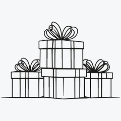 gift boxes pile sketch illustration vector