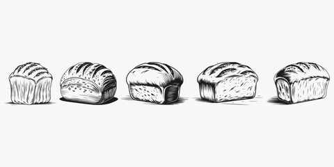 loaf of bread sketch illustration vector set